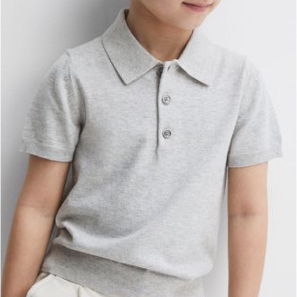 Ralph Lauren Boys Cotton Polo in Grey with Short Sleeves